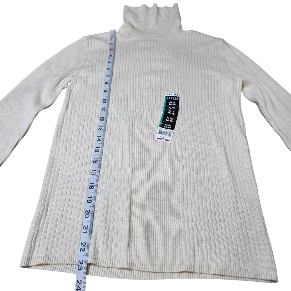 George‎ Wheat Heather Ribbed Turtleneck Long Sleeve Sweater Top Sz XL NWT - Picture 4 of 6